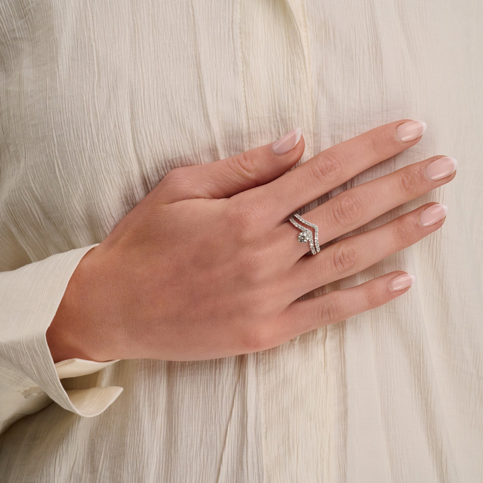 Diamond V Shape Engagement Ring