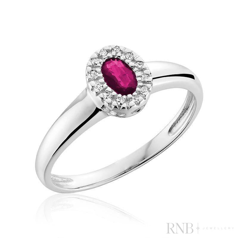 Oval Pink Topaz Gemstone & Diamond Halo Ring-RNB Jewellery
