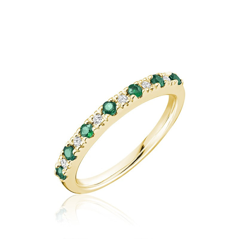 Semi Eternity Precious Stone and Diamond Ring