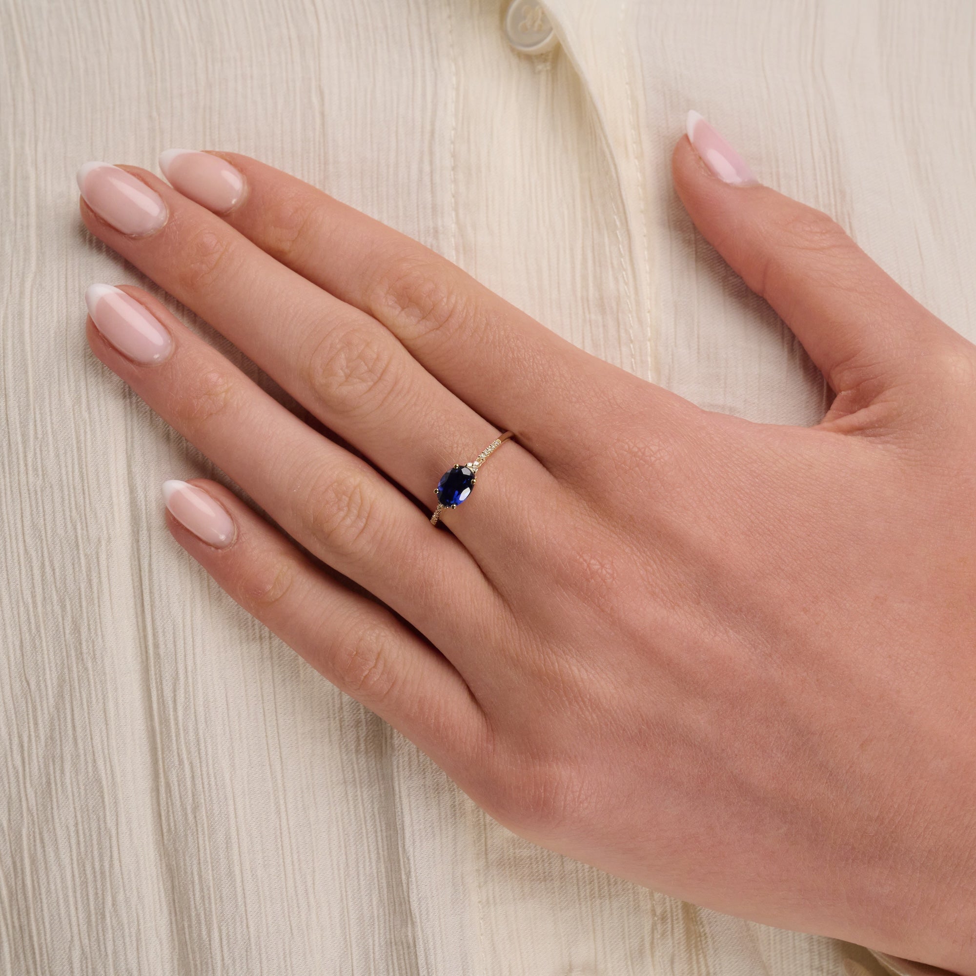 Oval Colored Stone & Diamond Ring