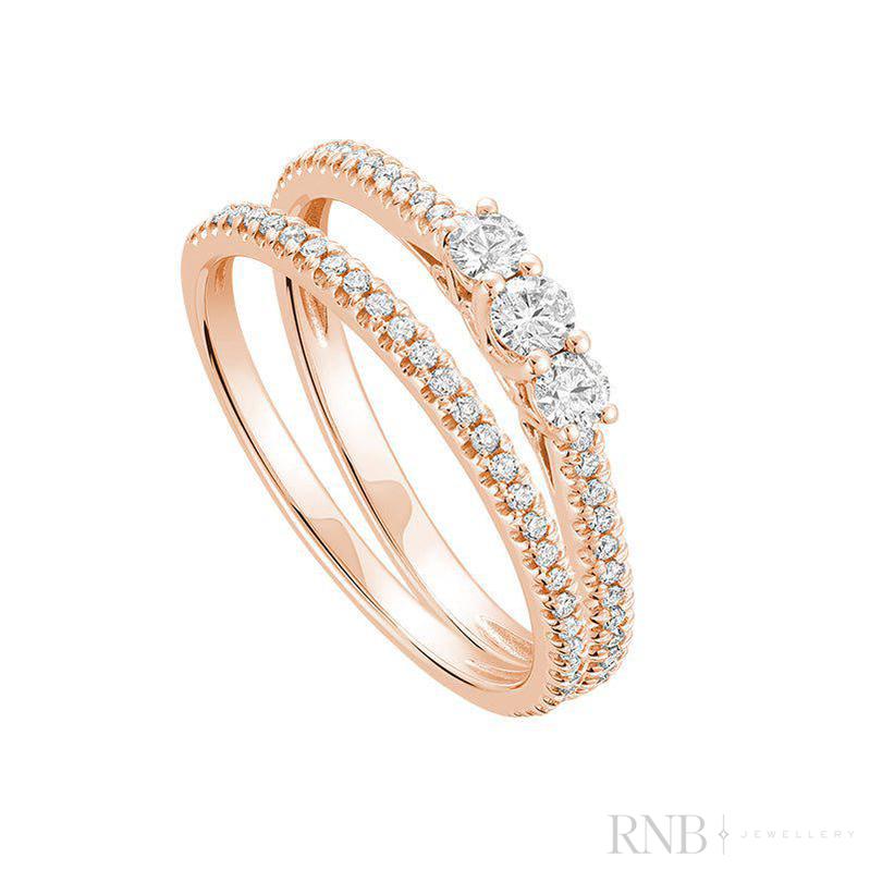 Trinity and Semi Eternity Diamond Ring Set-RNB Jewellery