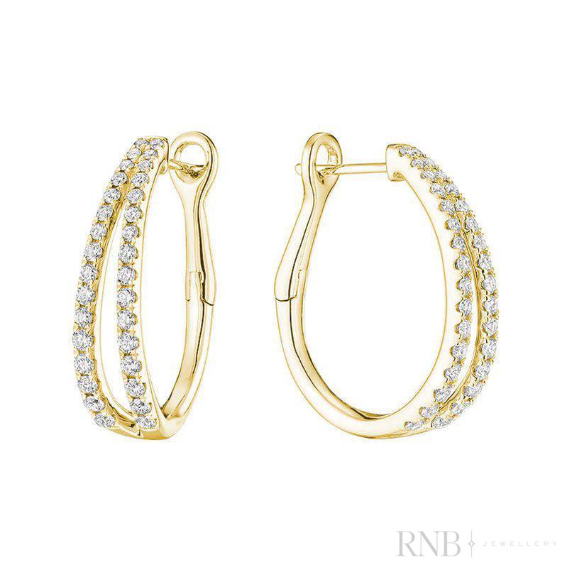 Double Row Diamond Loop Earrings-RNB Jewellery