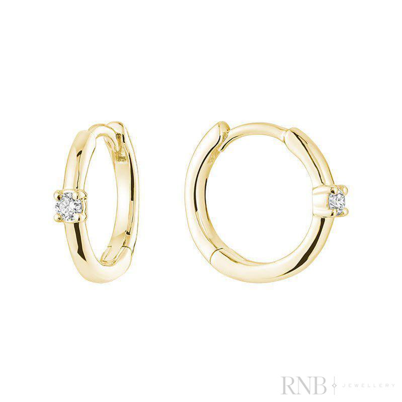 Solitare Diamond Huggie Earrings-RNB Jewellery