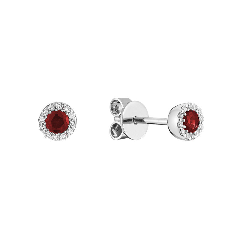 Precious Stone & Halo Diamond Earring