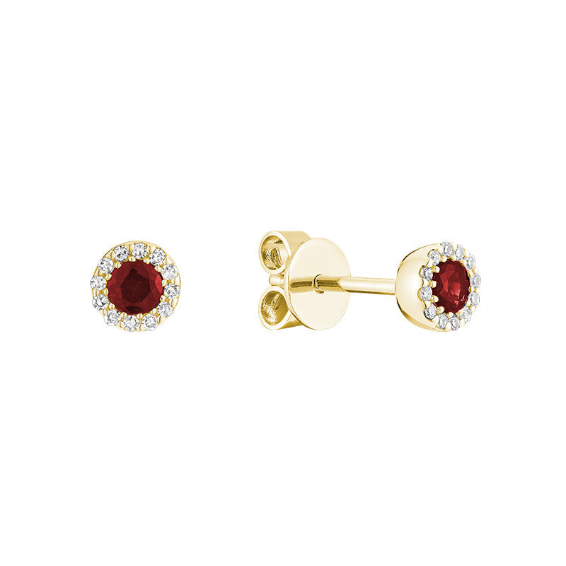 Precious Stone & Halo Diamond Earring
