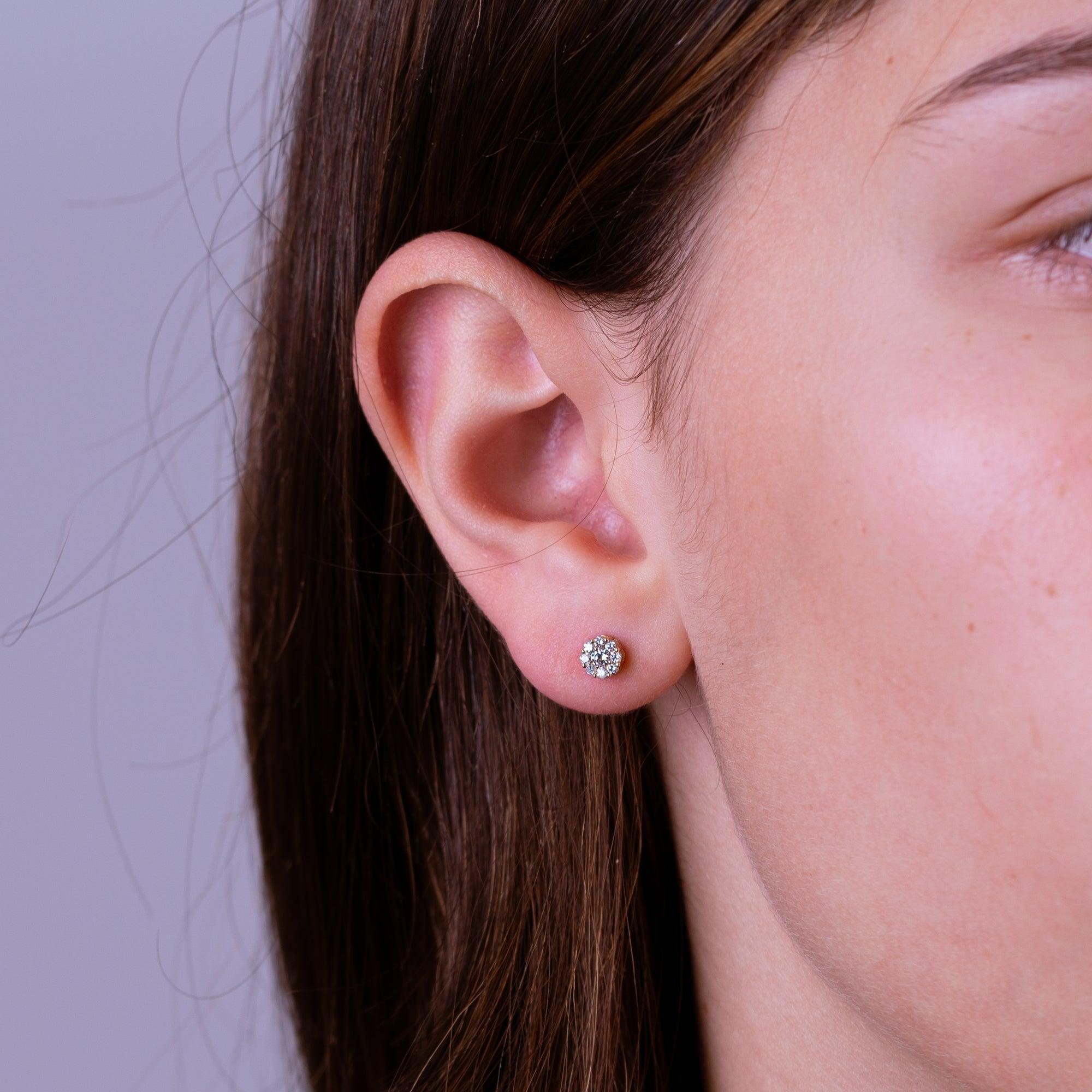 Cluster Diamond Stud Earrings-RNB Jewellery