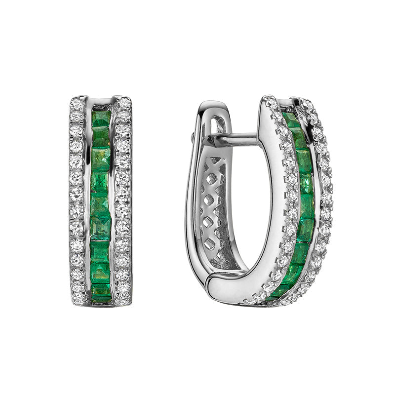 Precious Stones & Diamond Huggie Earrings