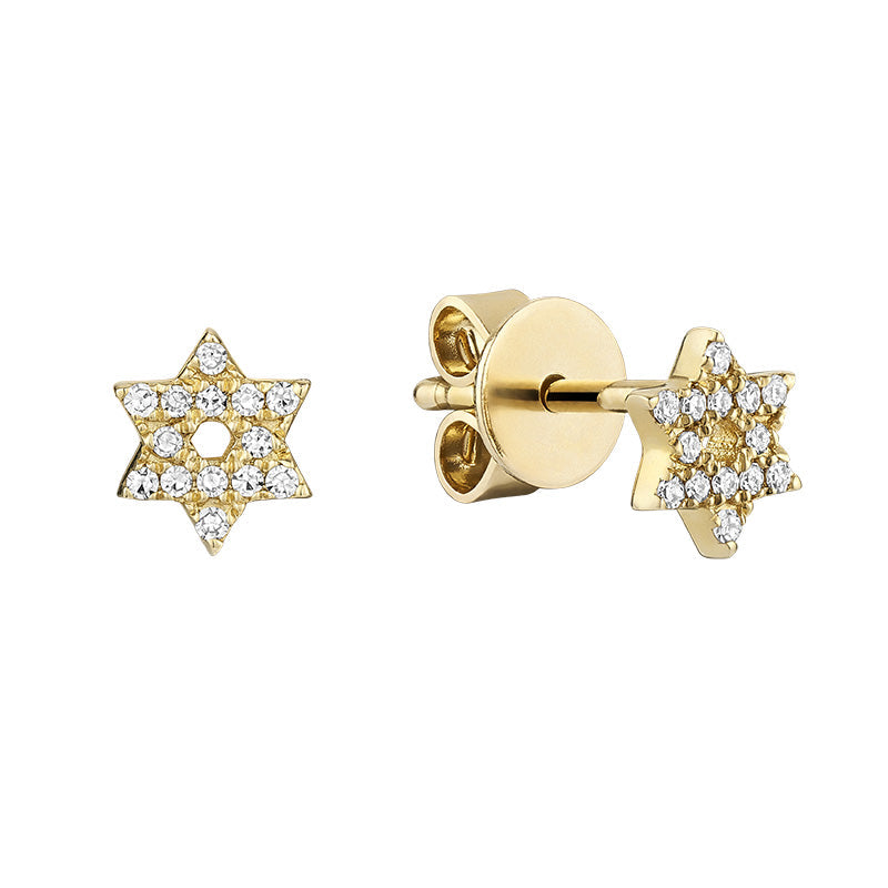 Diamond Star Of David Stud Earrings