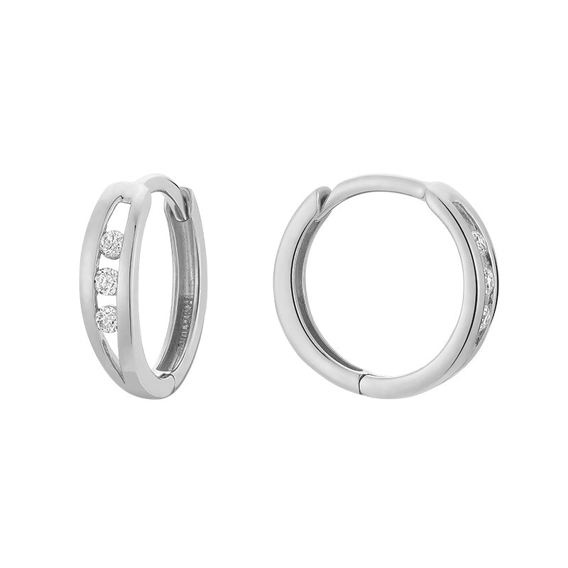 Dainty Trinity Diamond Tension Huggie Earrings