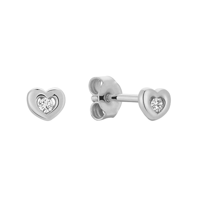 Mini Heart Diamond Stud Earrings