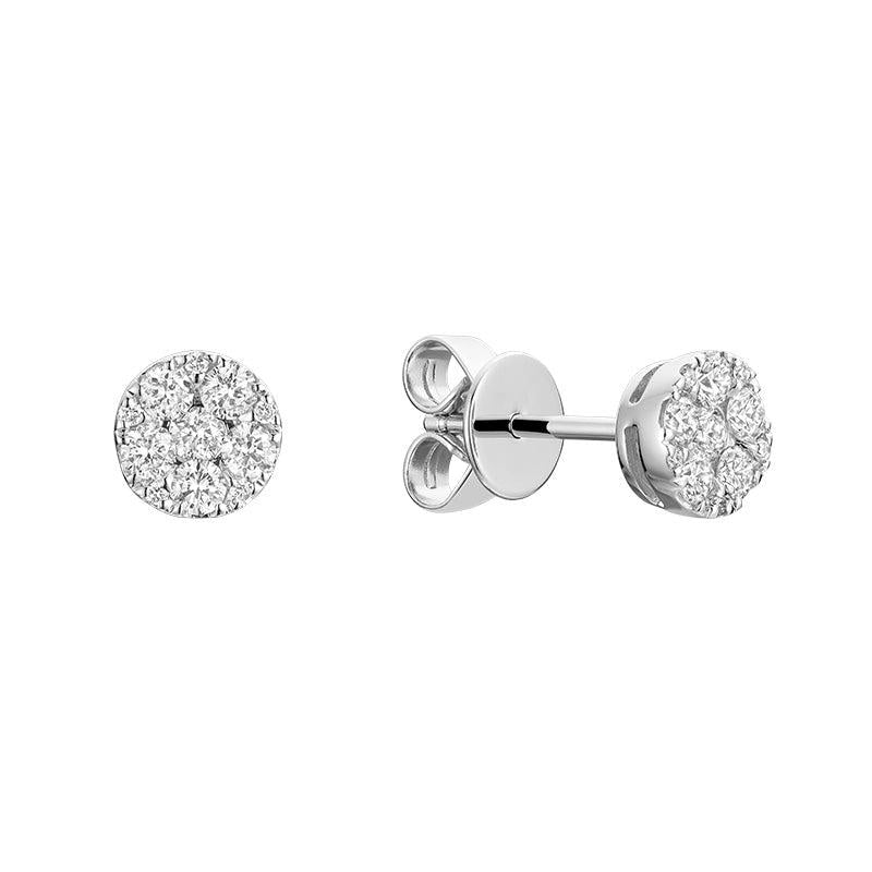 Pave Round Diamond Stud Earrings