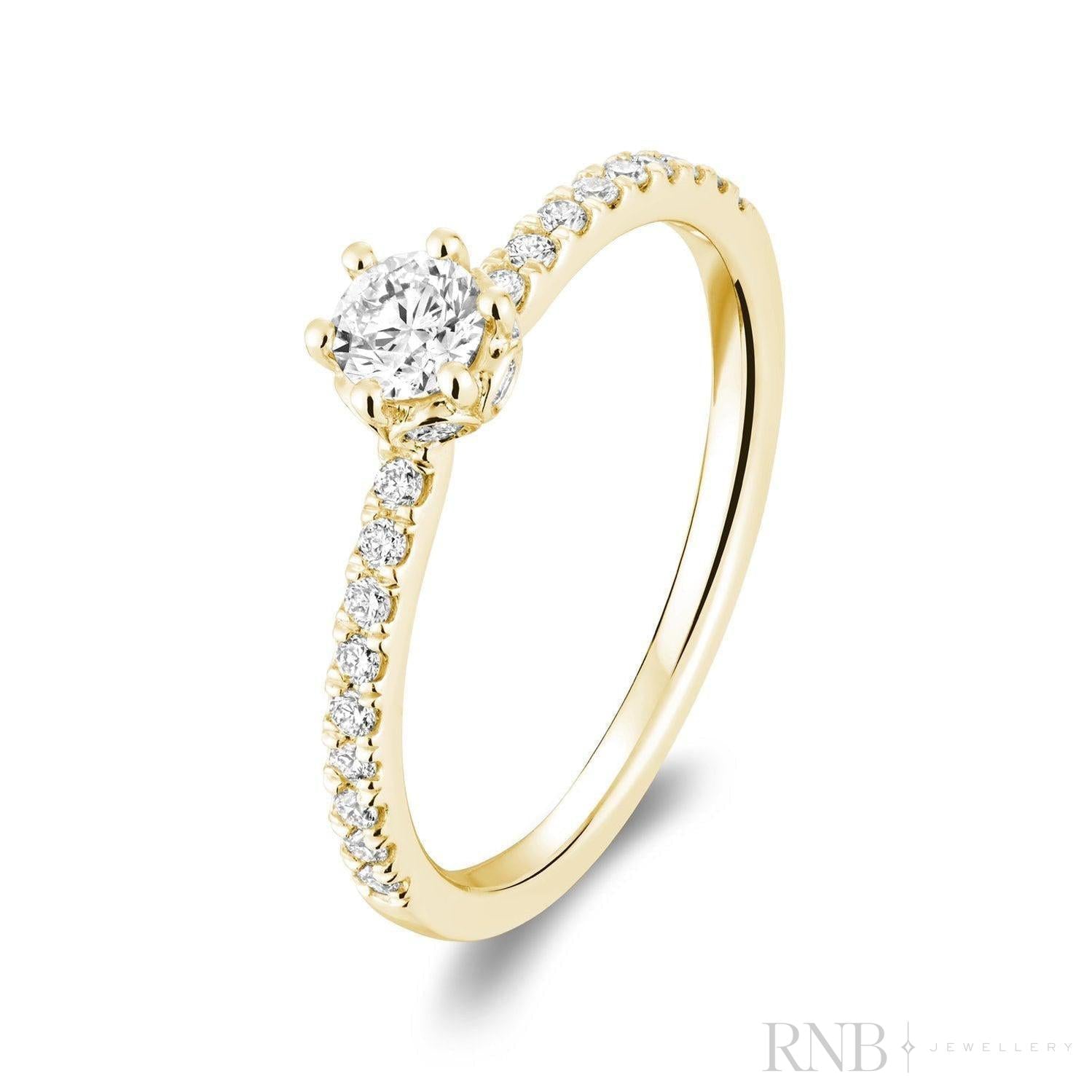 Solitaire Crown Setting Diamond Engagement Ring-RNB Jewellery