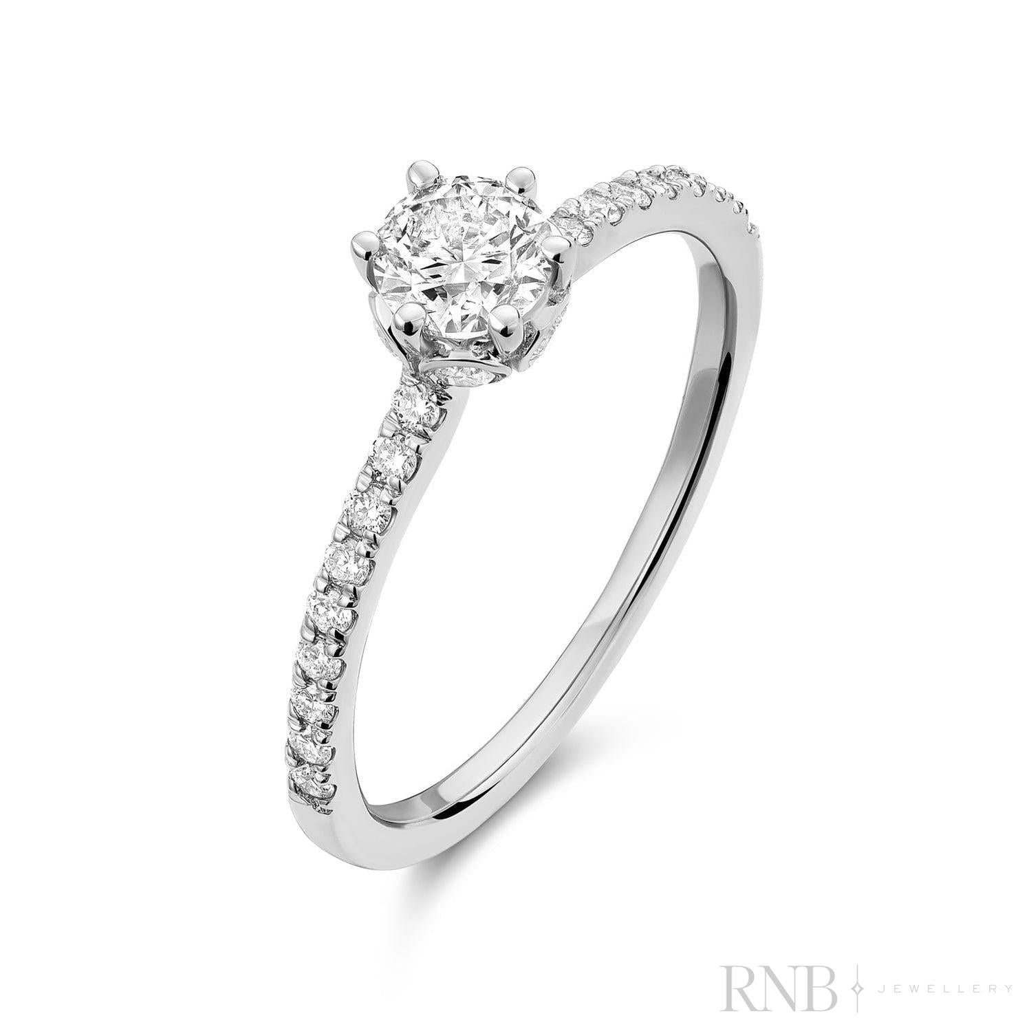 Solitaire Crown Setting Diamond Engagement Ring-RNB Jewellery