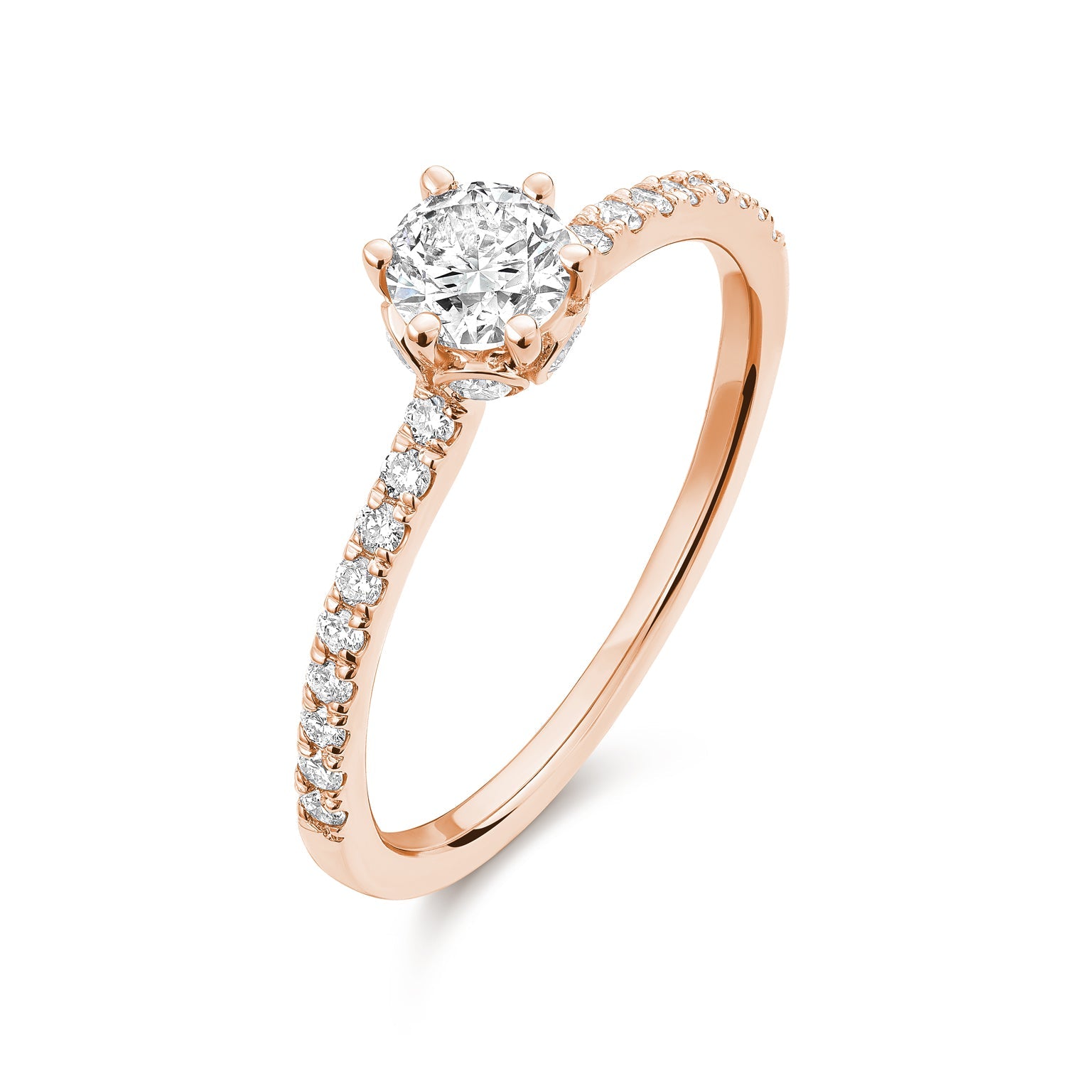 Solitaire Crown Setting Diamond Engagement Ring