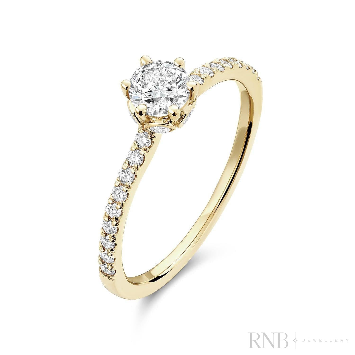 Solitaire Crown Setting Diamond Engagement Ring-RNB Jewellery