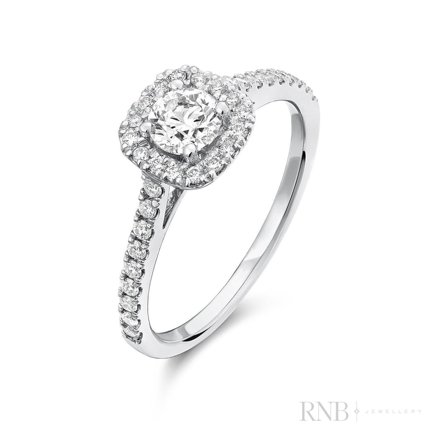 Cushion Halo Diamond Engagement Ring-RNB Jewellery