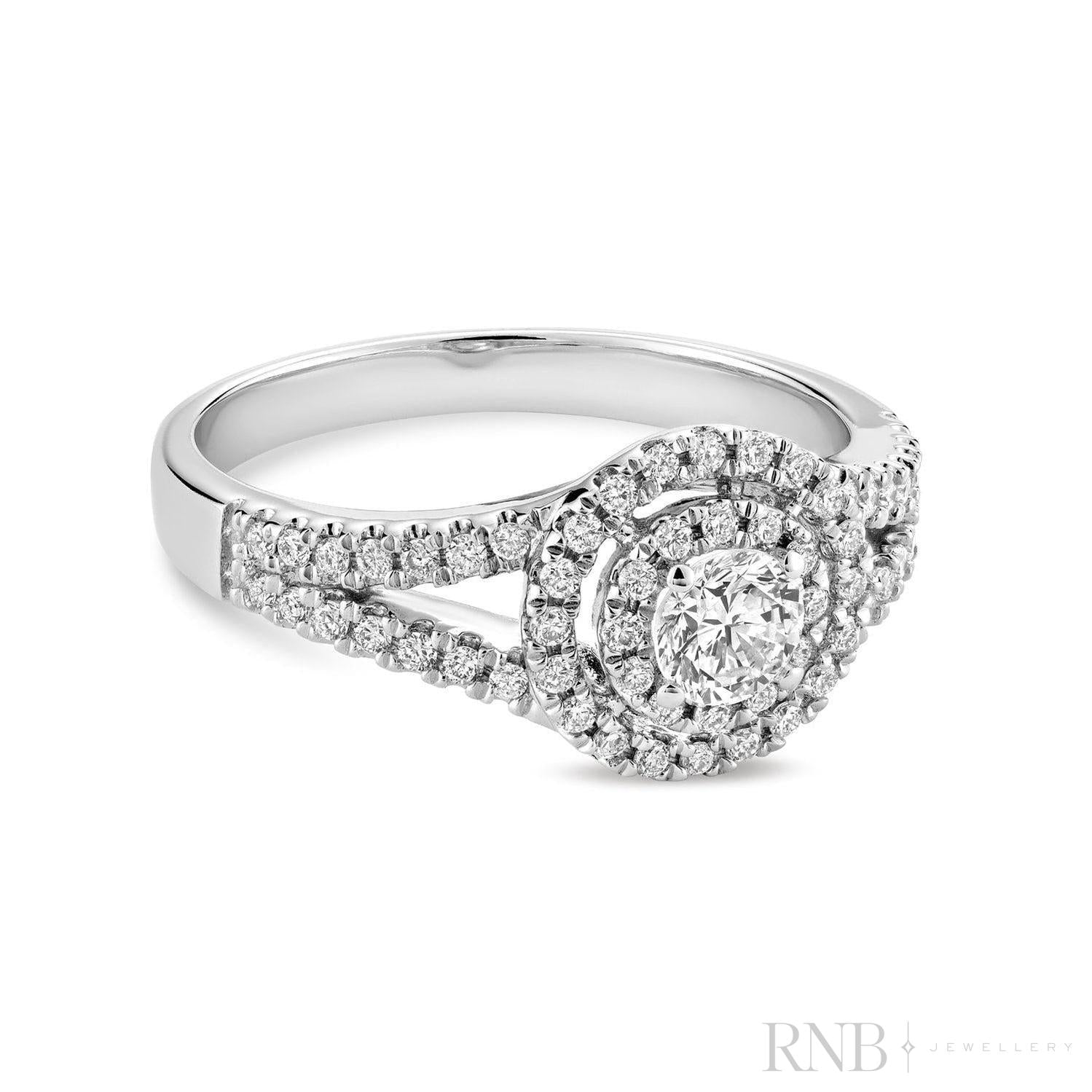 Double Halo Diamond Engagement Ring-RNB Jewellery