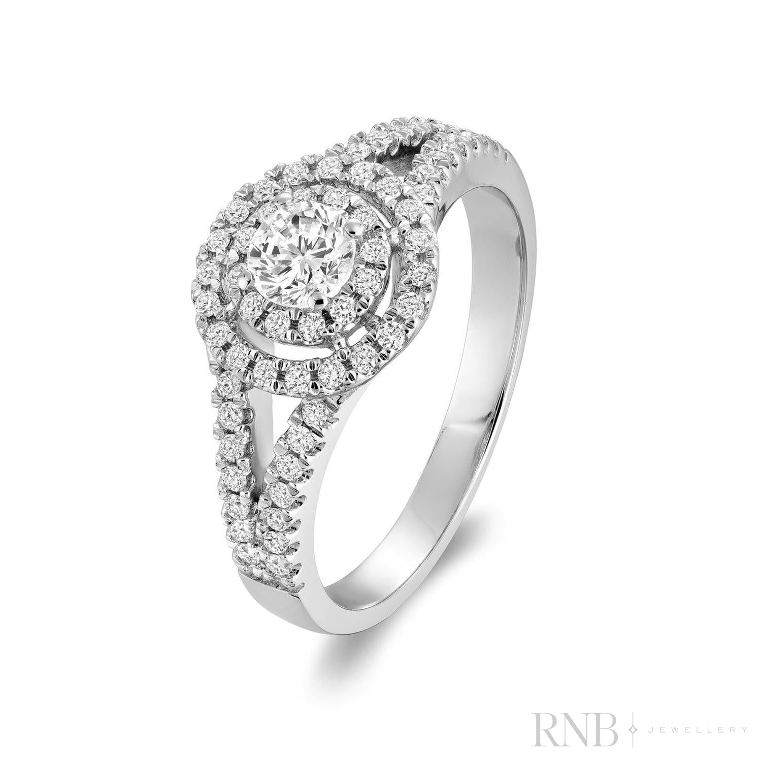 Double Halo Diamond Engagement Ring-RNB Jewellery