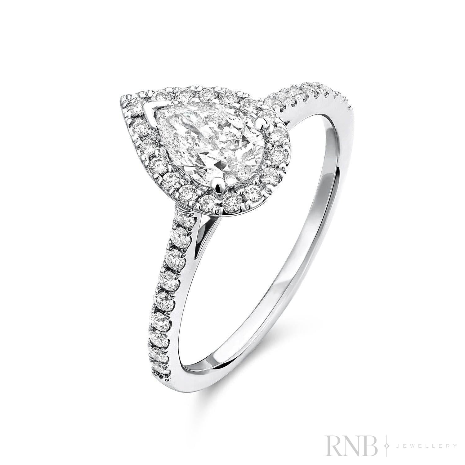 Pear Shape Halo Diamond Engagement Ring-RNB Jewellery