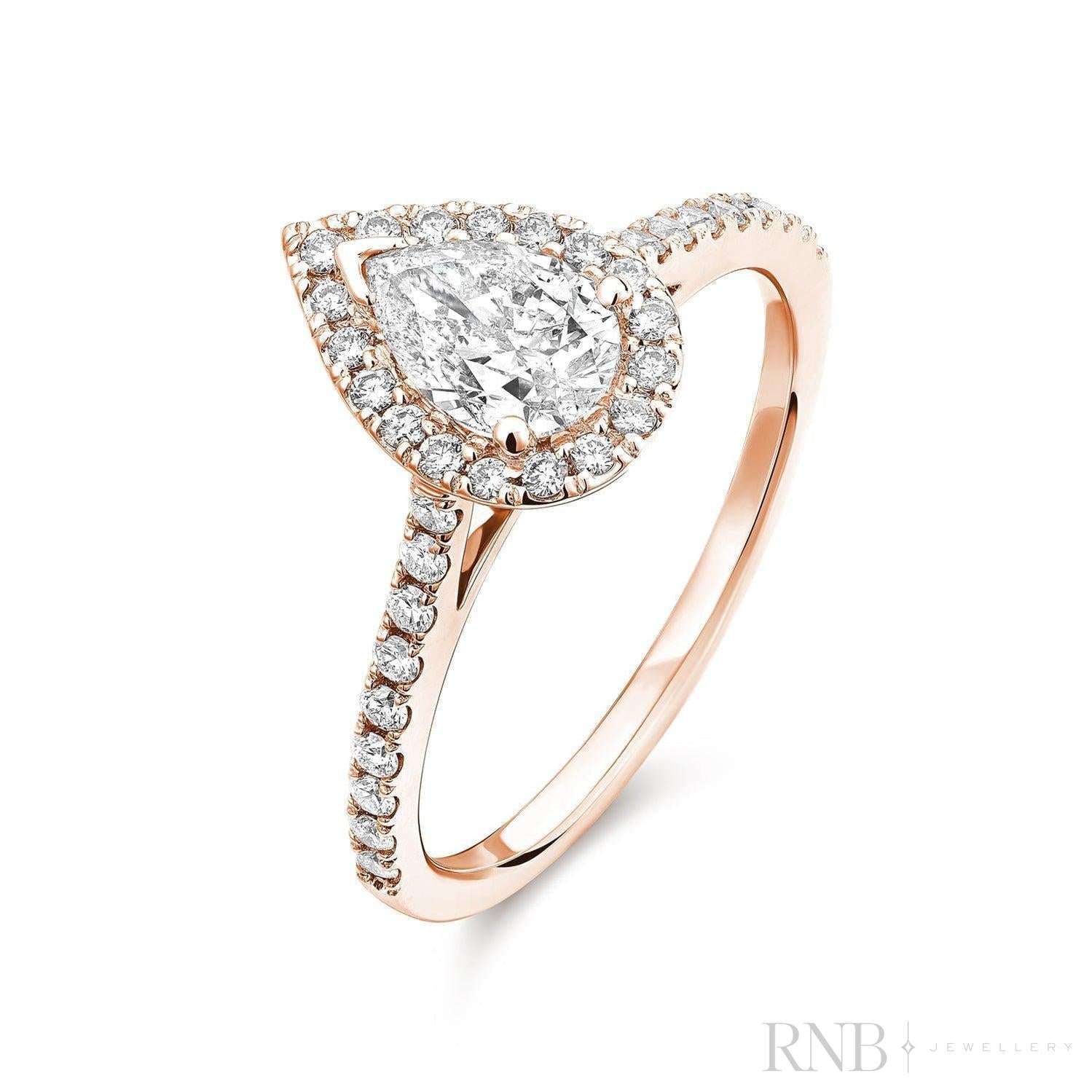 Pear Shape Halo Diamond Engagement Ring-RNB Jewellery