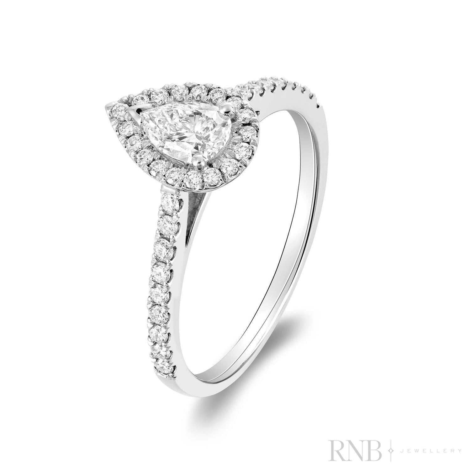 Pear Shape Halo Diamond Engagement Ring-RNB Jewellery