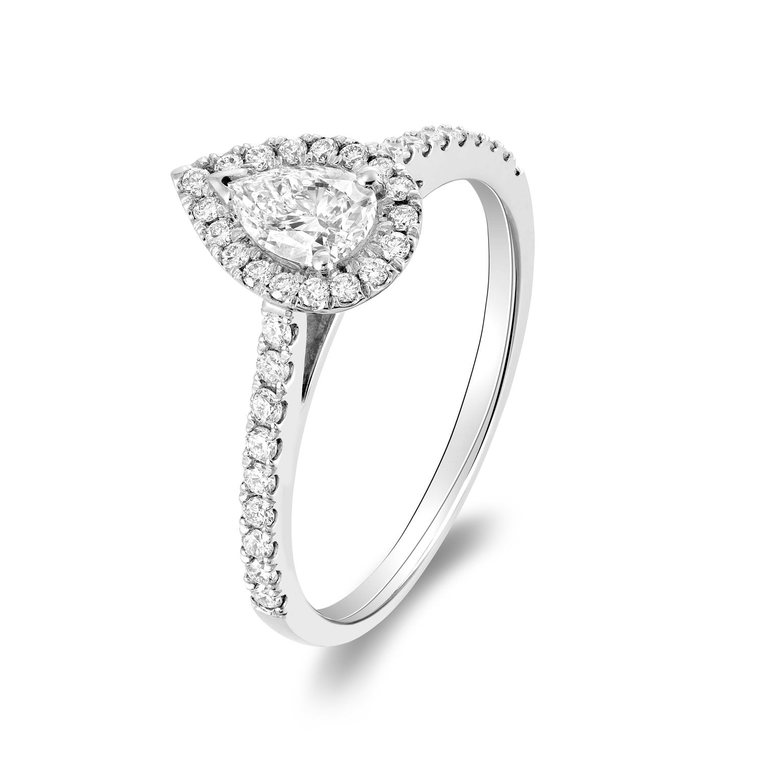 Pear Shape Halo Diamond Engagement Ring