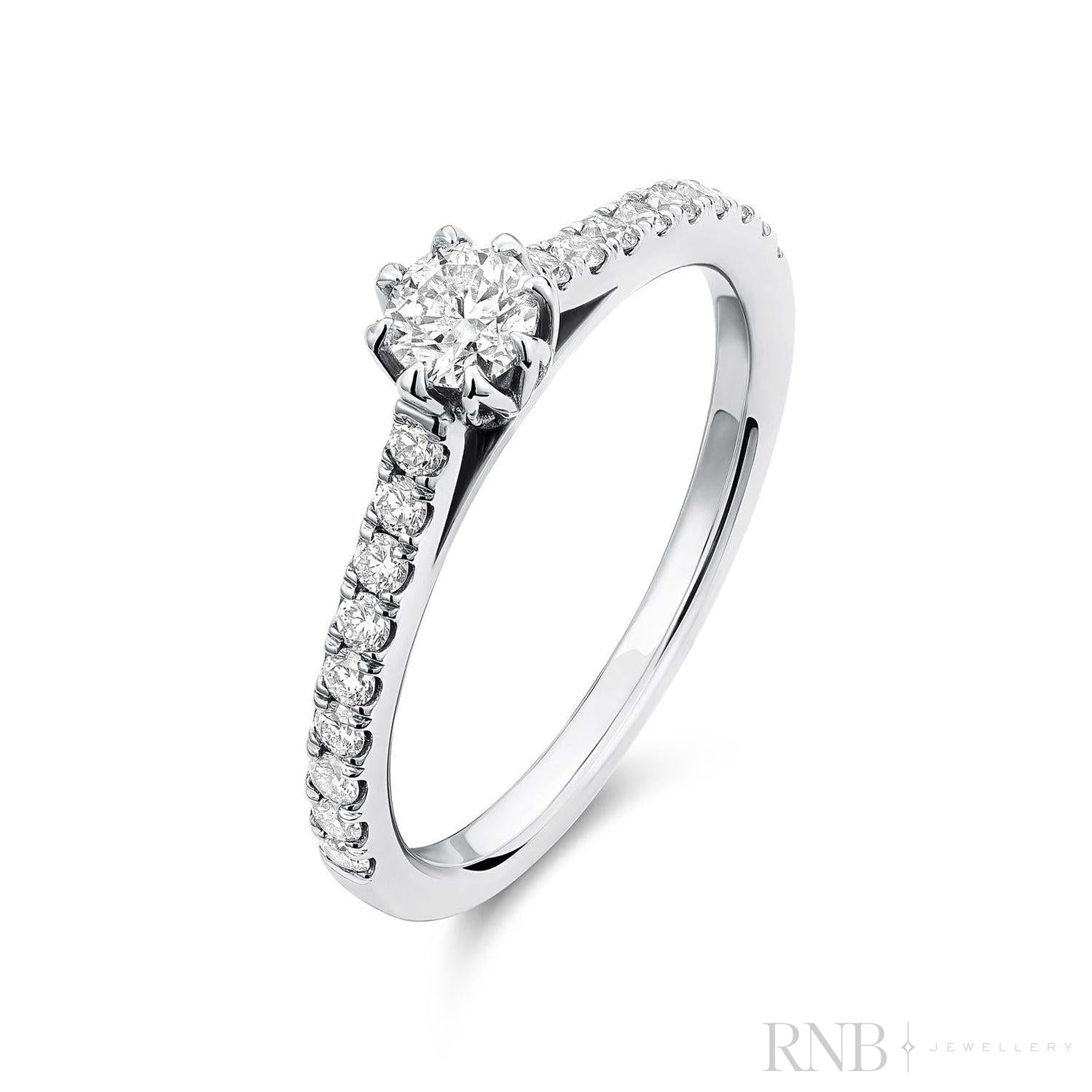 Solitaire Petal Diamond Engagement Ring-RNB Jewellery