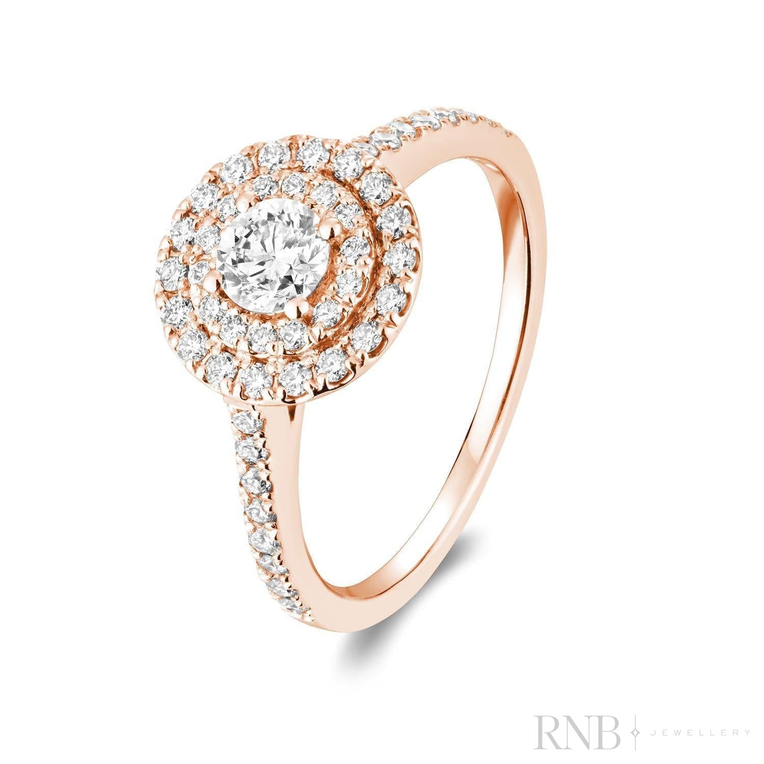 Round Double Halo Diamond Engagement Ring-RNB Jewellery