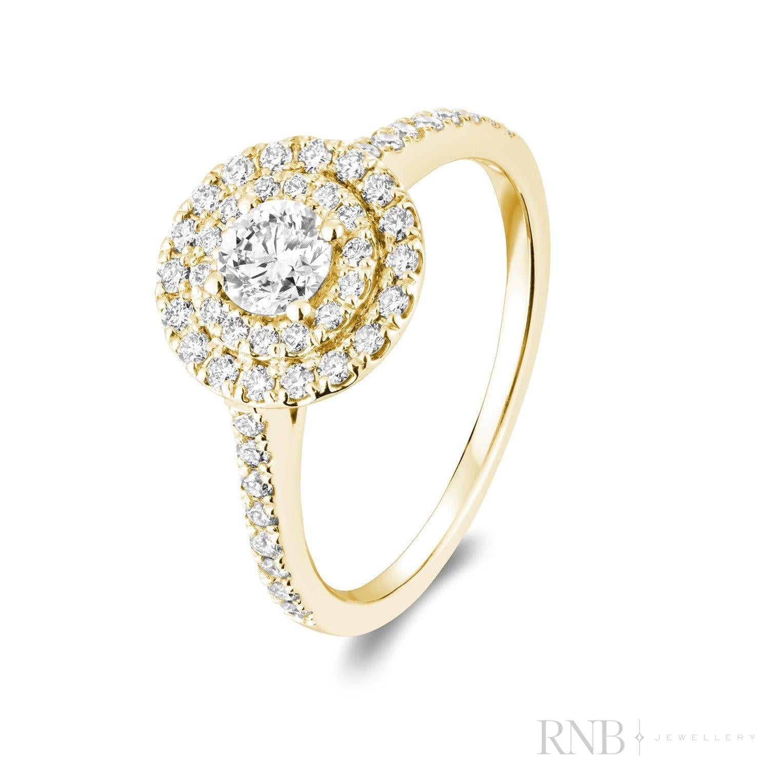 Round Double Halo Diamond Engagement Ring-RNB Jewellery