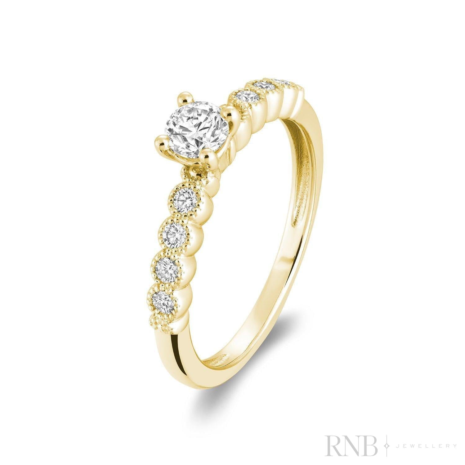 Solitaire Milgrain Diamond Engagement Ring-RNB Jewellery