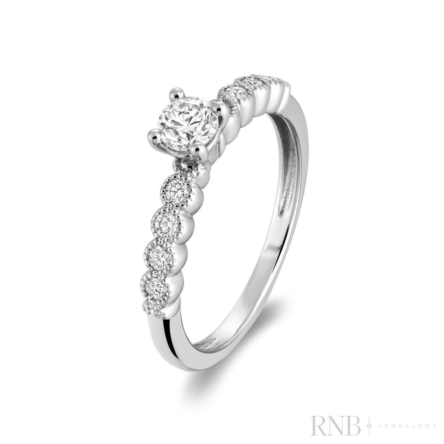 Solitaire Milgrain Diamond Engagement Ring-RNB Jewellery