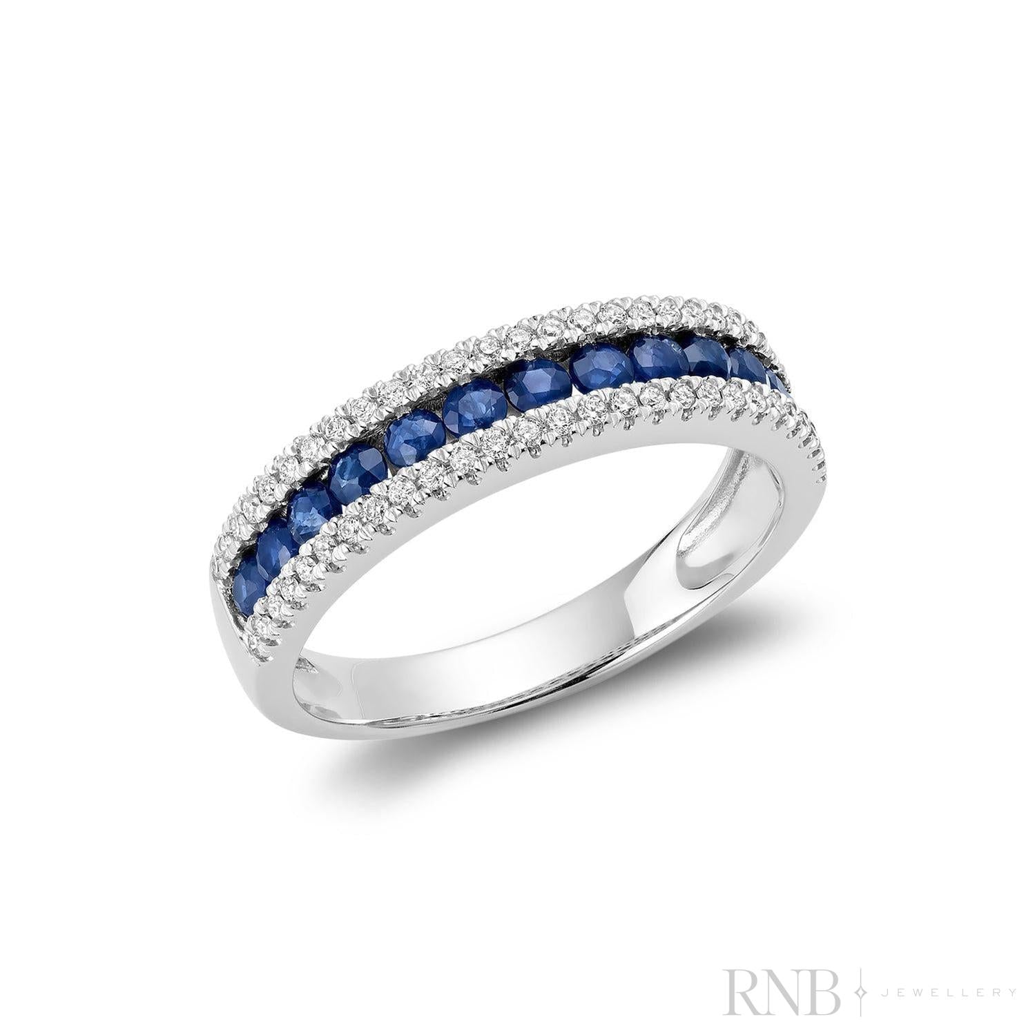 Semi Eternity Precious Stone & Diamond Ring-RNB Jewellery