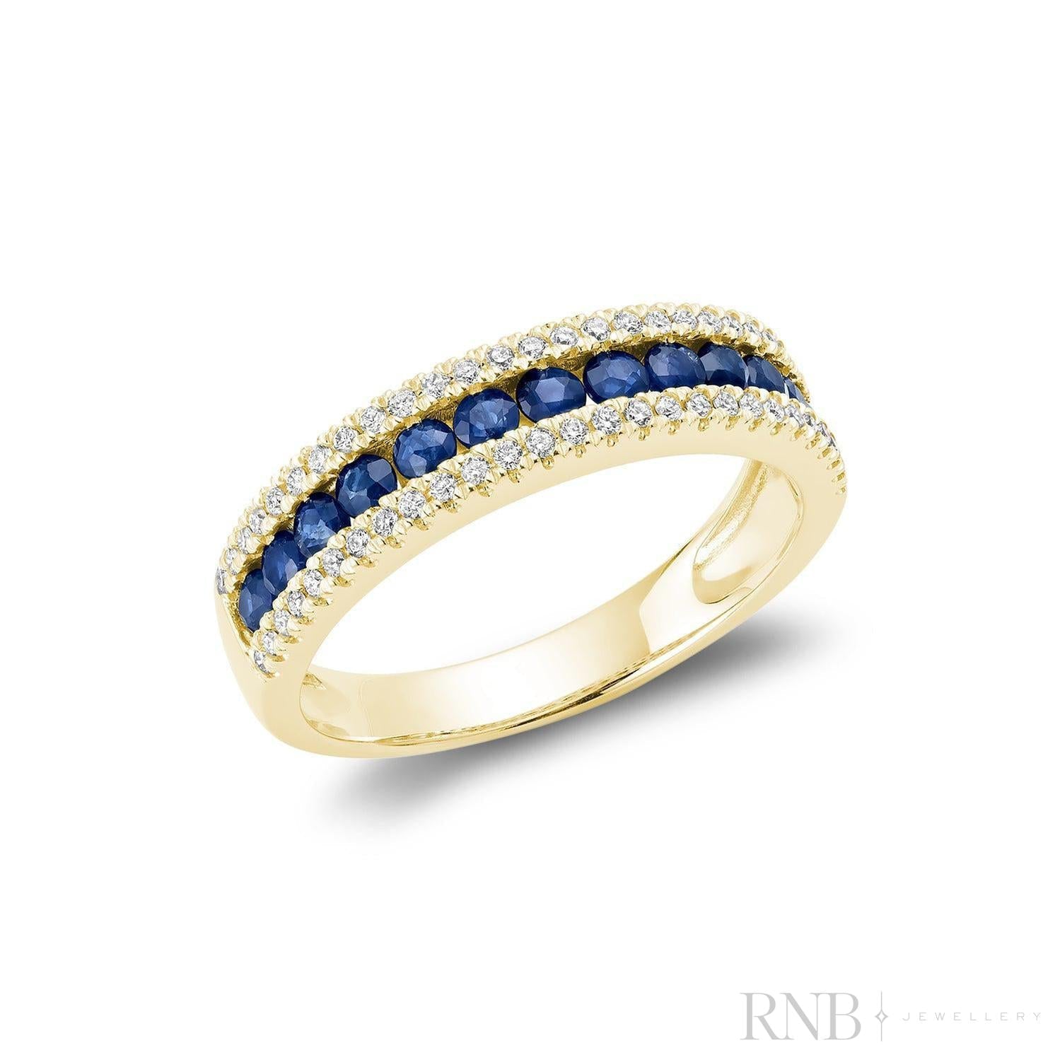 Semi Eternity Precious Stone & Diamond Ring-RNB Jewellery