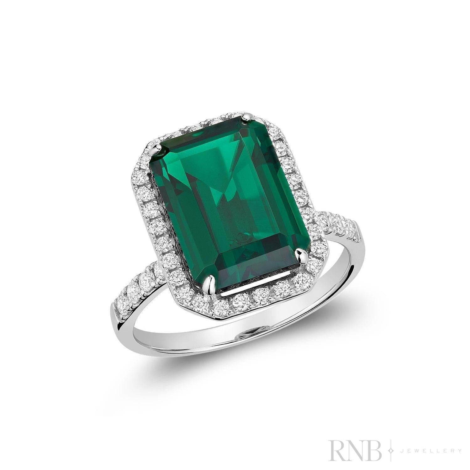 Emerald Cut Gemstone & Diamond Ring-RNB Jewellery