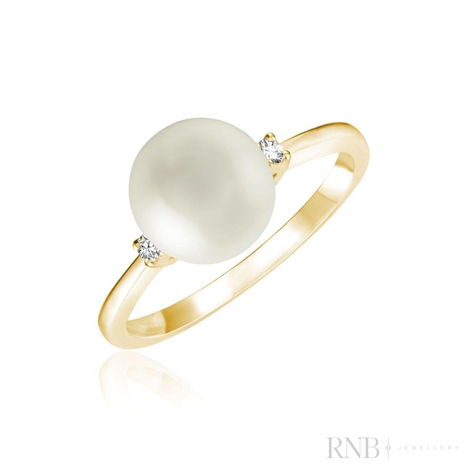 White Grey Pearl & Diamond Ring-RNB Jewellery