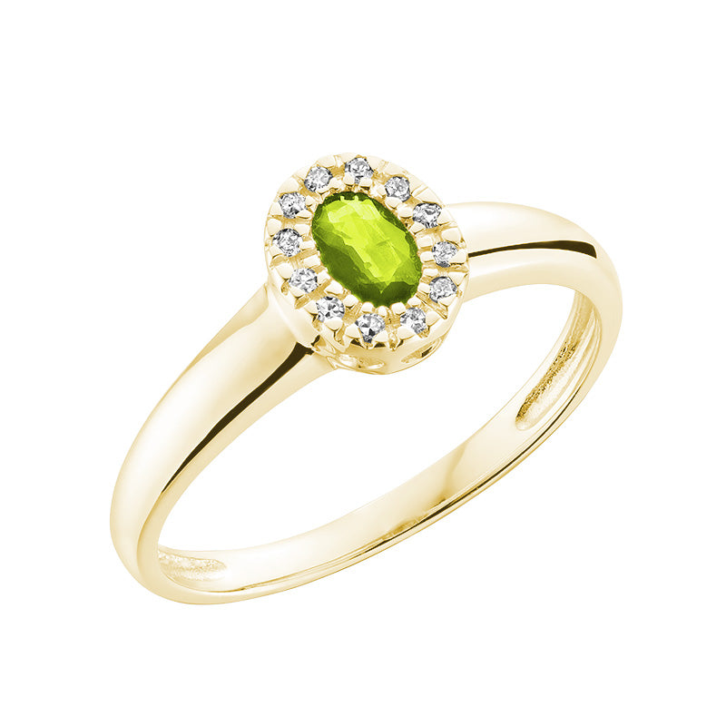 Oval Peridot & Diamond Halo Ring