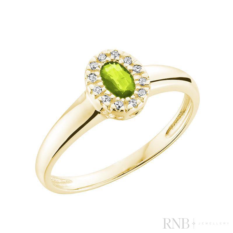 Oval Peridot & Diamond Halo Ring-RNB Jewellery