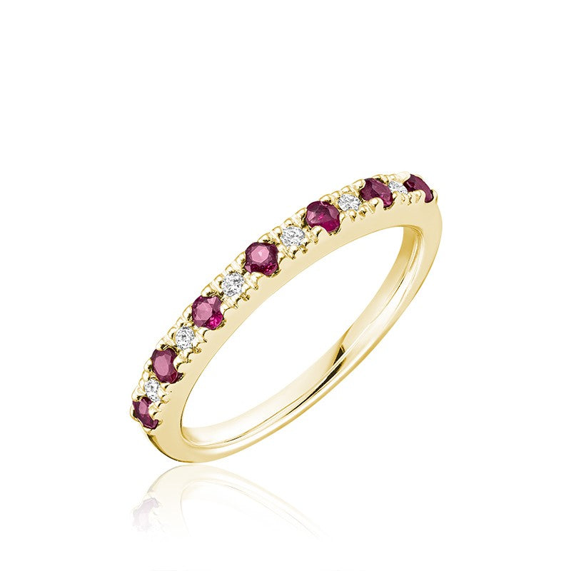 Semi Eternity Precious Stone and Diamond Ring