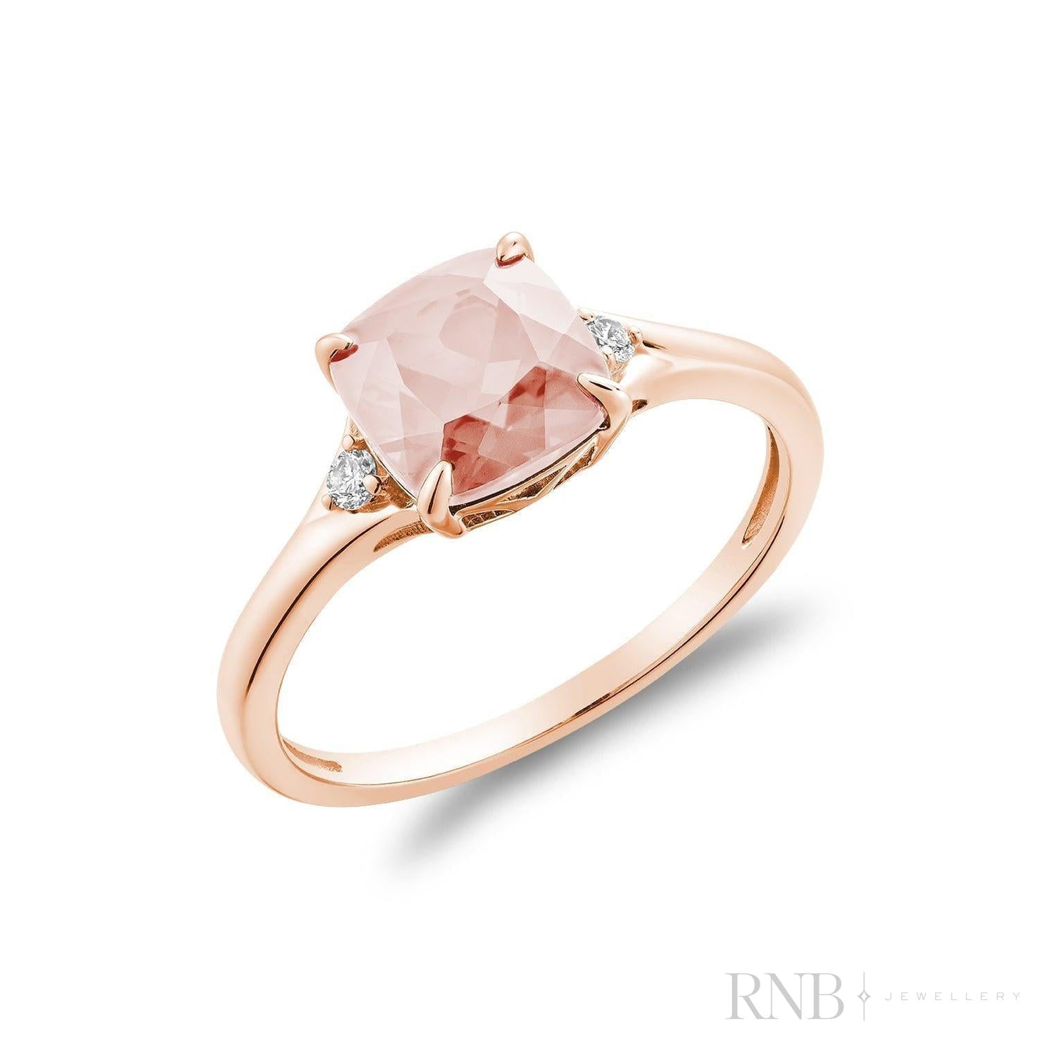 Cushion Morganite Diamond Ring-RNB Jewellery