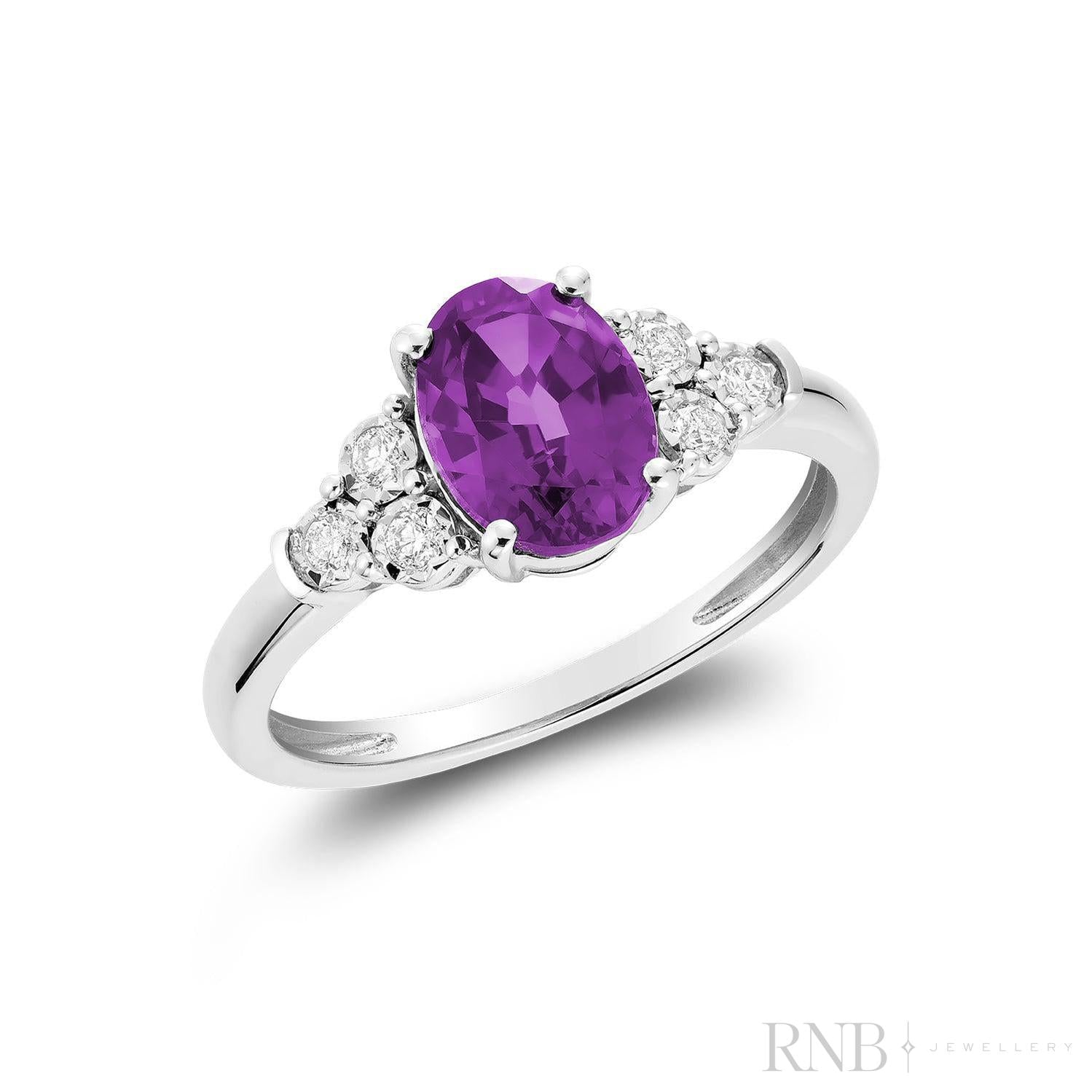 Oval Created Gemstone and Diamond Ring-RNB Jewellery