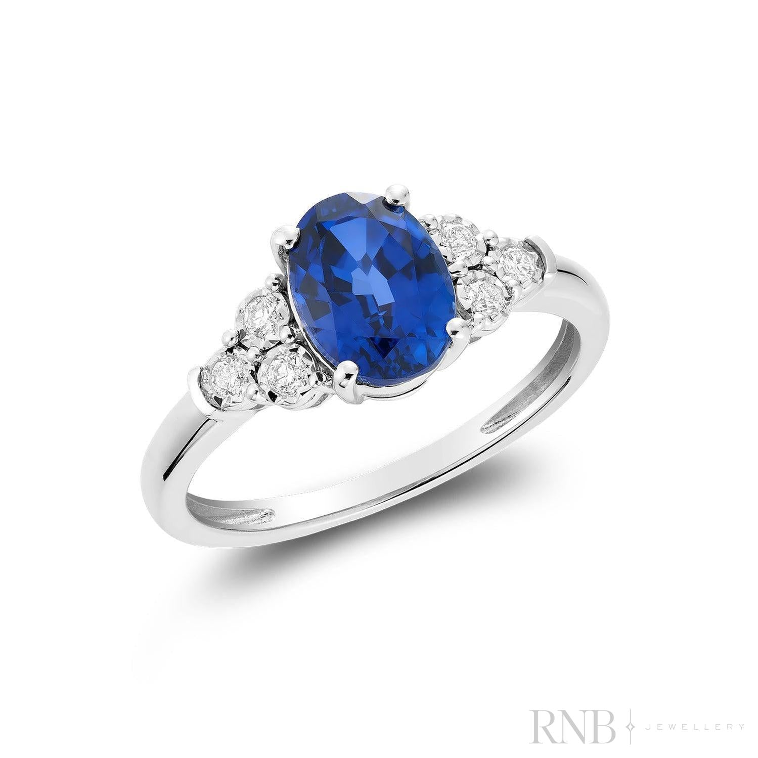 Oval Created Gemstone and Diamond Ring-RNB Jewellery