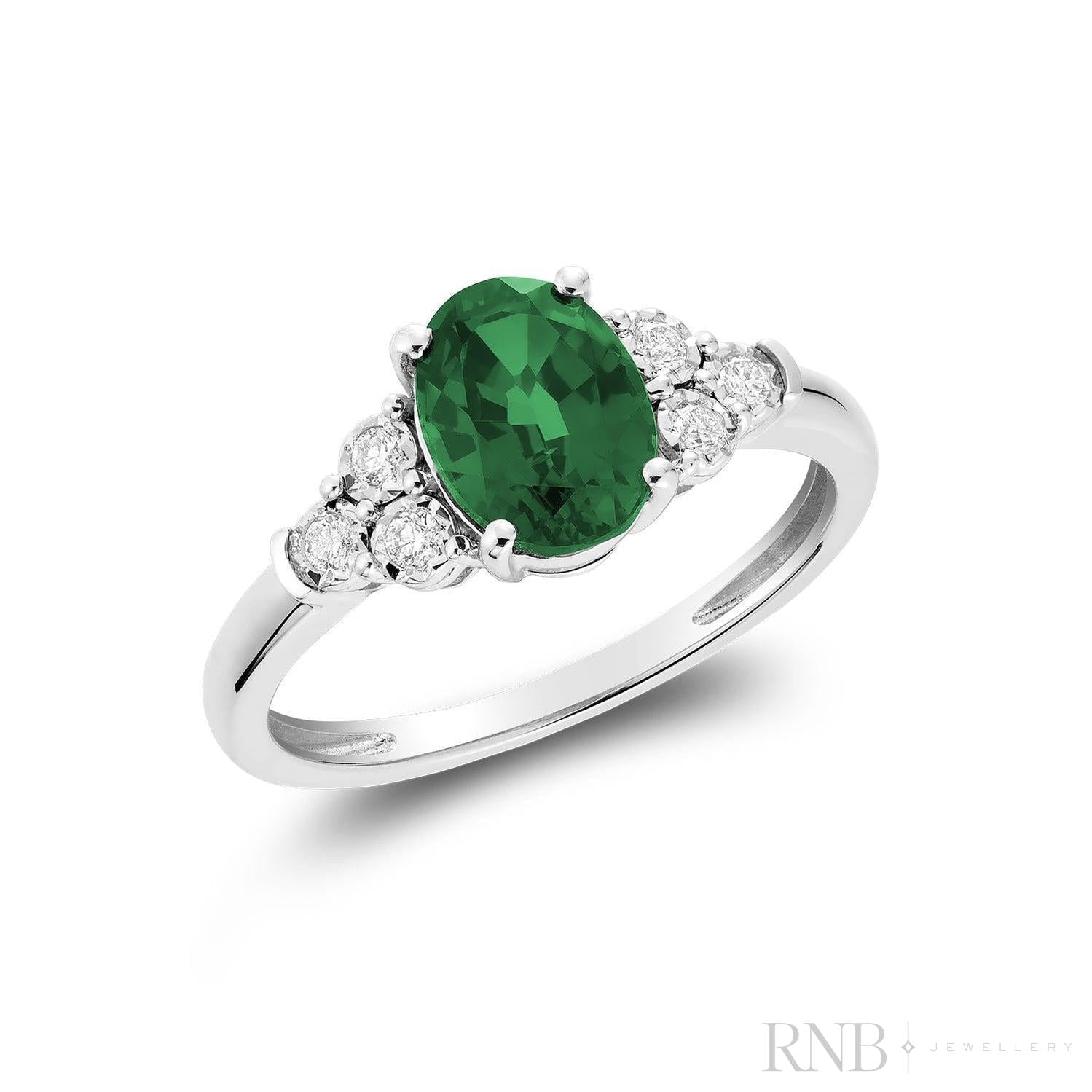 Oval Created Gemstone and Diamond Ring-RNB Jewellery