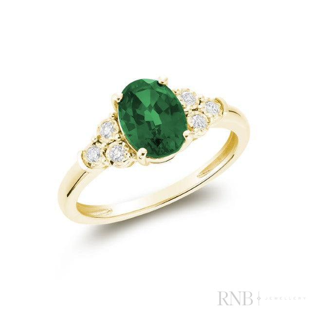 Oval Created Gemstone and Diamond Ring-RNB Jewellery