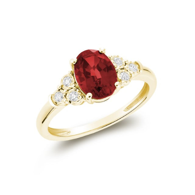 Oval Created Gemstone and Diamond Ring