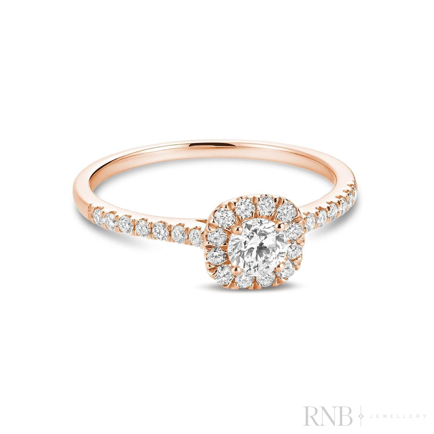 Cushion Diamond Halo Ring-RNB Jewellery