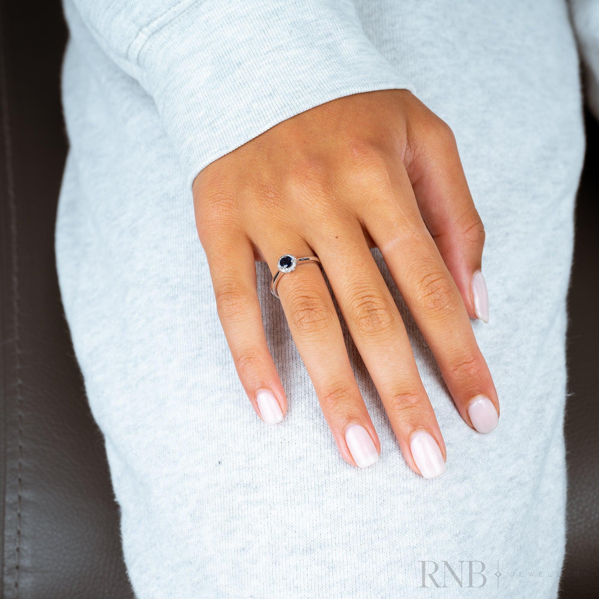 Precious Stone & Diamond Halo Ring-RNB Jewellery