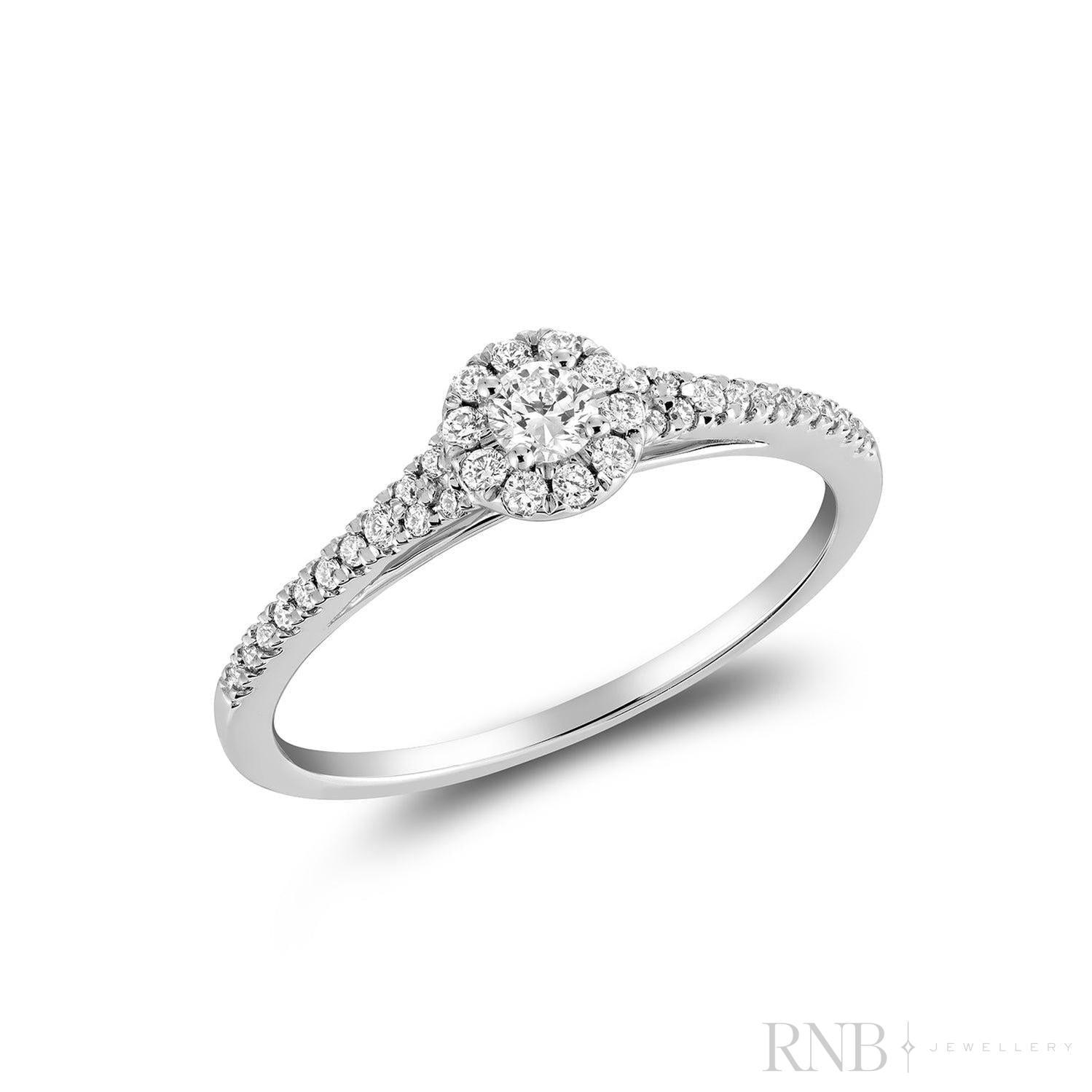 Pave Round Halo Diamond Ring-RNB Jewellery