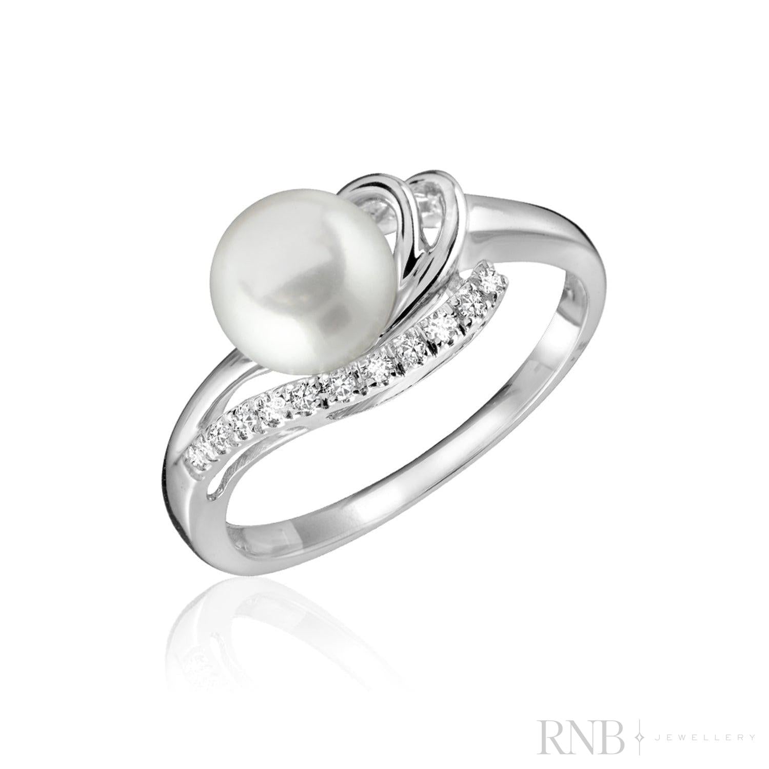 Cultured Pearl & Diamond Ring-RNB Jewellery