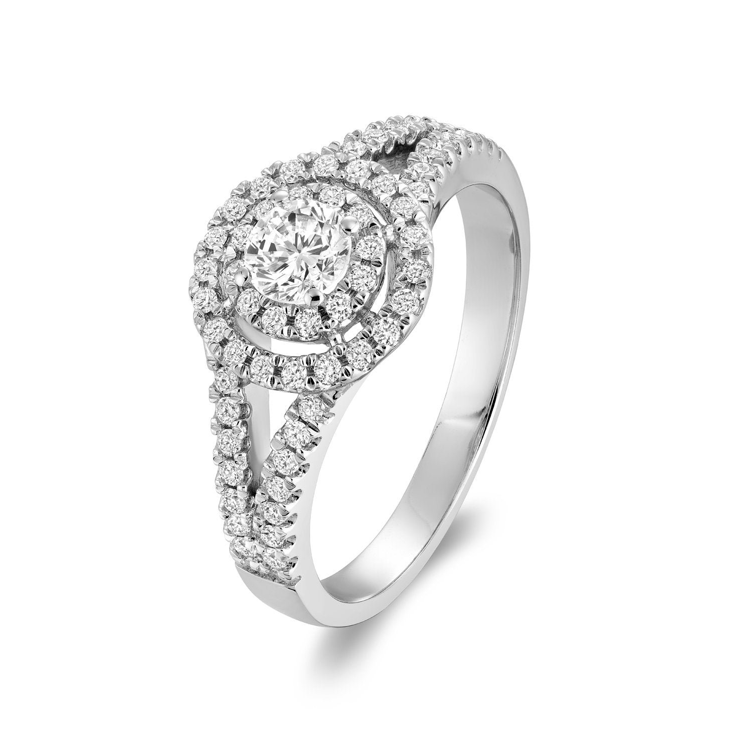 Double Halo Diamond Engagement Ring