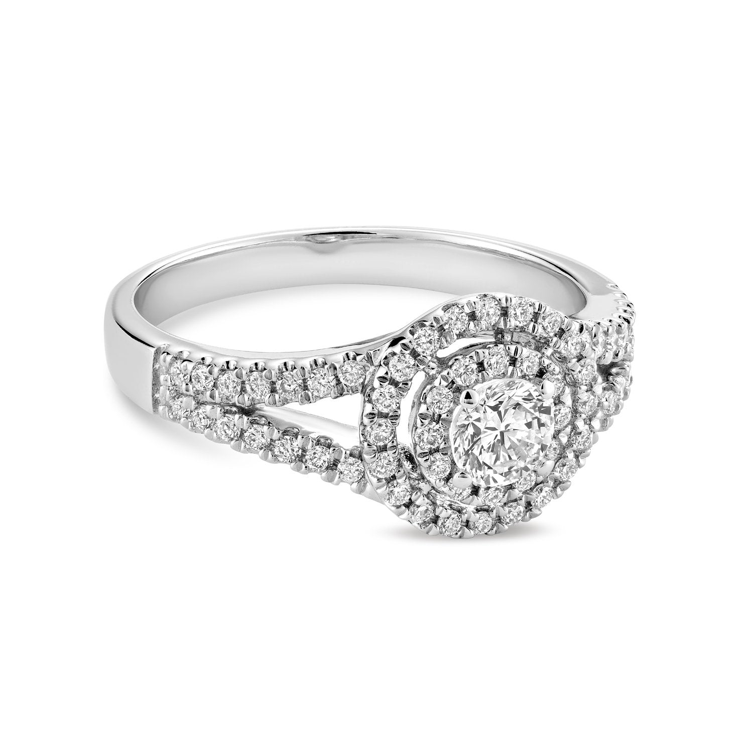 Double Halo Diamond Engagement Ring